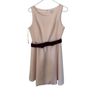 Lauren Conrad Size 6 Vintage Blush Pink Sleeveless A-Line Dress W/ Plum Belt